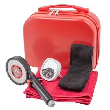 Набор(сумка красная 2149#+полотенце+зеркало52870+повязка на голову на липучке+лейка для душа52056) La and Te beaute LT3Bag