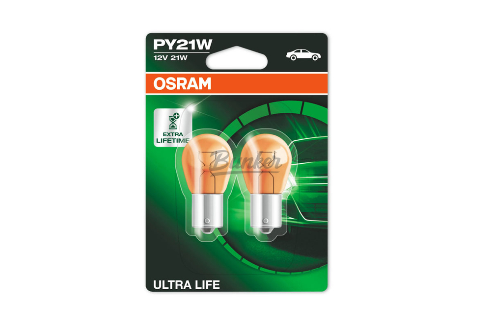 Комплект ламп PY21W 12V 21W BAU15s ULTRA LIFE 4 года гарантии 2шт.(1к-т)