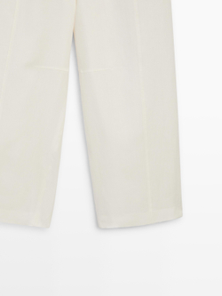 Massimo Dutti Льняные брюки прямого кроя, экрю