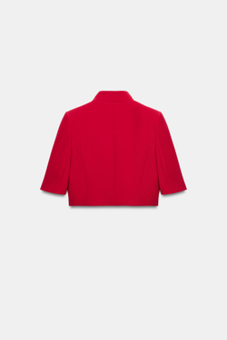 ZARA УКОРОЧЕННЫЙ БЛЕЙЗЕР С КОРОТКИМИ РУКАВАМИ — ZW COLLECTION, КРАСНЫЙ