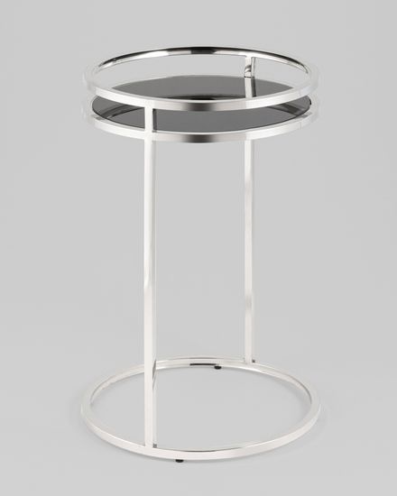 Журнальный столик Гестия 41*60см стекло черное сталь серебро