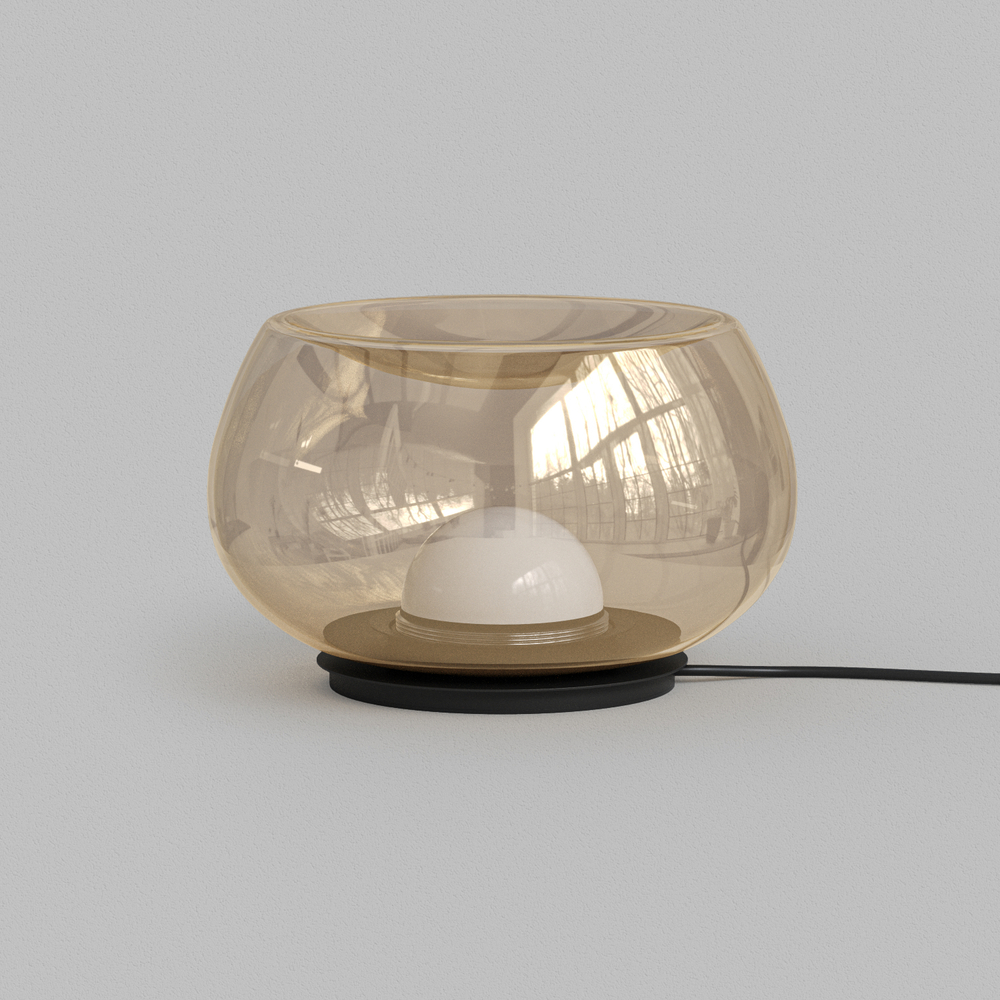 Настольная лампа FLOA, 12 Вт, 3000К, ?220 мм, металл, стекло, черный, янтарный