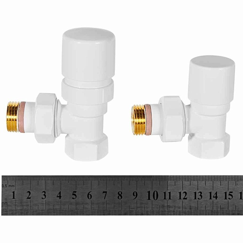 Комплект клапанов термостатических угловой STOUT Design - 1/2" (ВР/НР-американка, PN10, Tmax 120°C, EPTF уплотнение, цвет черный)