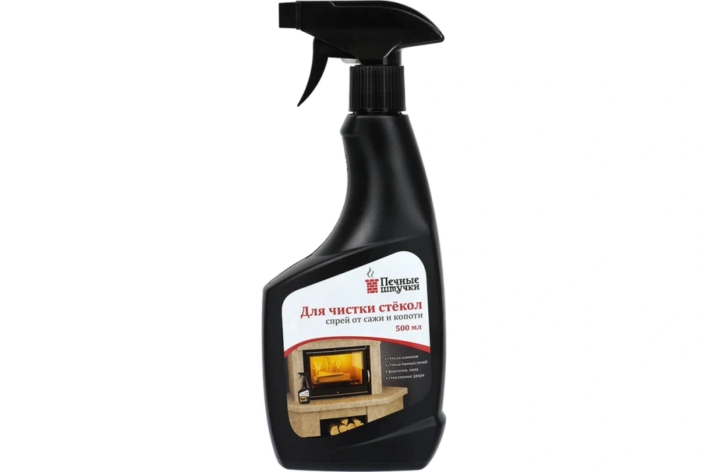 Спрей для очистки стёкол 0,5л от сажи и копоти Банные штучки