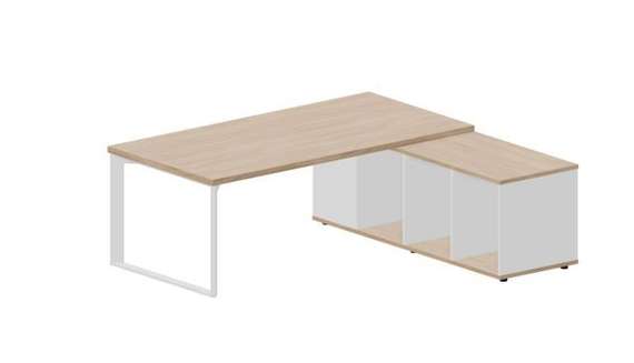 Стол Fortum на опорной сервисной тумбе (правый) 200(+0/15/30)х180х74см