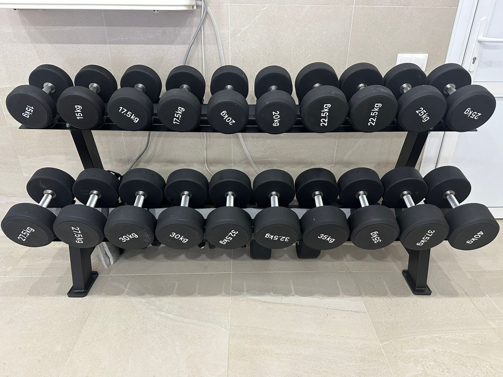 Гантельный ряд. Гантели круглые PU. 2,5-25 кг