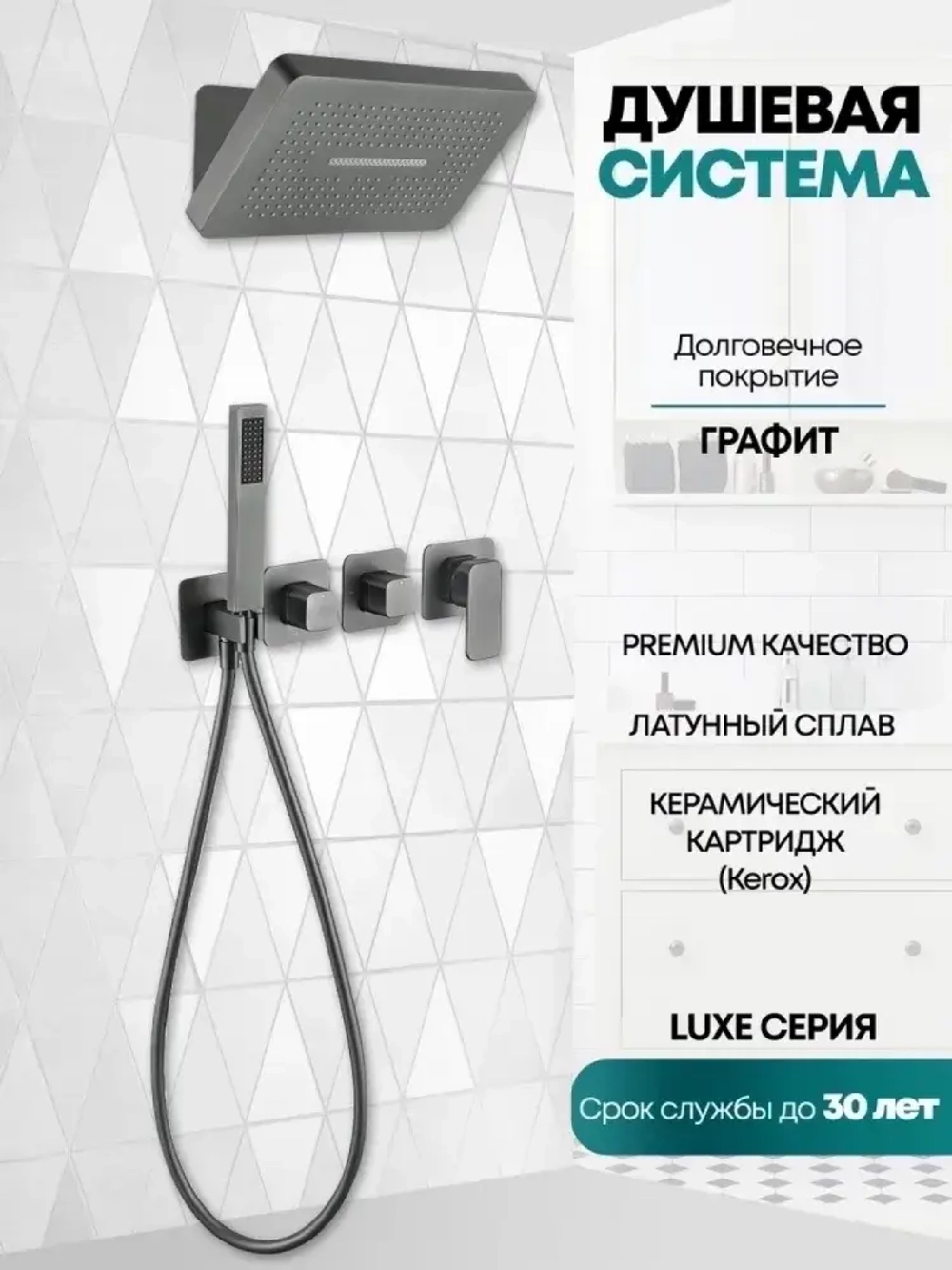 Душевая система скрытого монтажа Grocenberg GB5030BG с Картриджем Kerox (Венгрия)