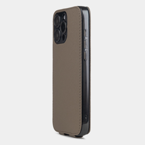 Чехол iPhone 16 Pro натуральная кожа сафьяно, бежевого цвета