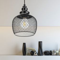 Светильник подвесной (подвес) ЭРА PL8 BK металл, E27, max 60W, высота плафона 220мм, подвеса 760мм, черный | Подвесы в стиле LOFT