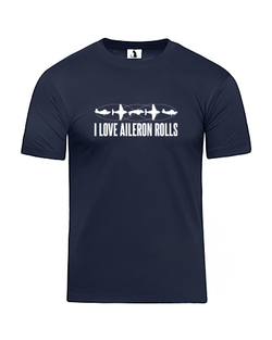 Футболка I love aileron rolls unisex темно-синяя с белым рисунком