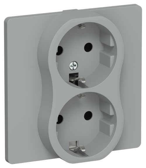 FLITE Розетка 2-местная с заземлением без защитных шторок 16А РС12-0-К-ФлС серый IEK