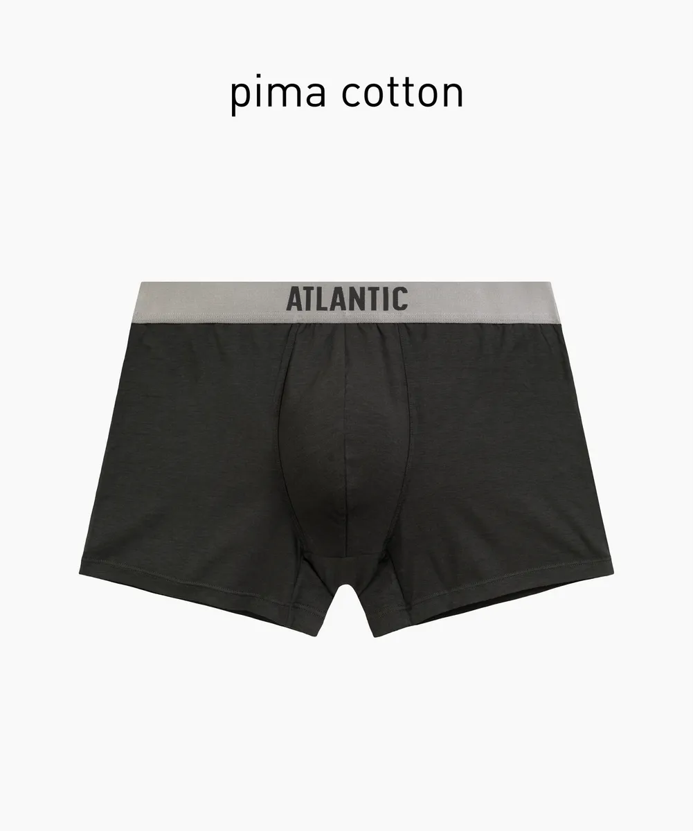 Мужские трусы шорты Atlantic, 1 шт. в уп., пима хлопок, темный хаки, MH-1203