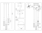 Светильник подвесной LH55252/3 BK/BS/CL черный/латунь/прозрачный E14*3 max 40W D230*1200