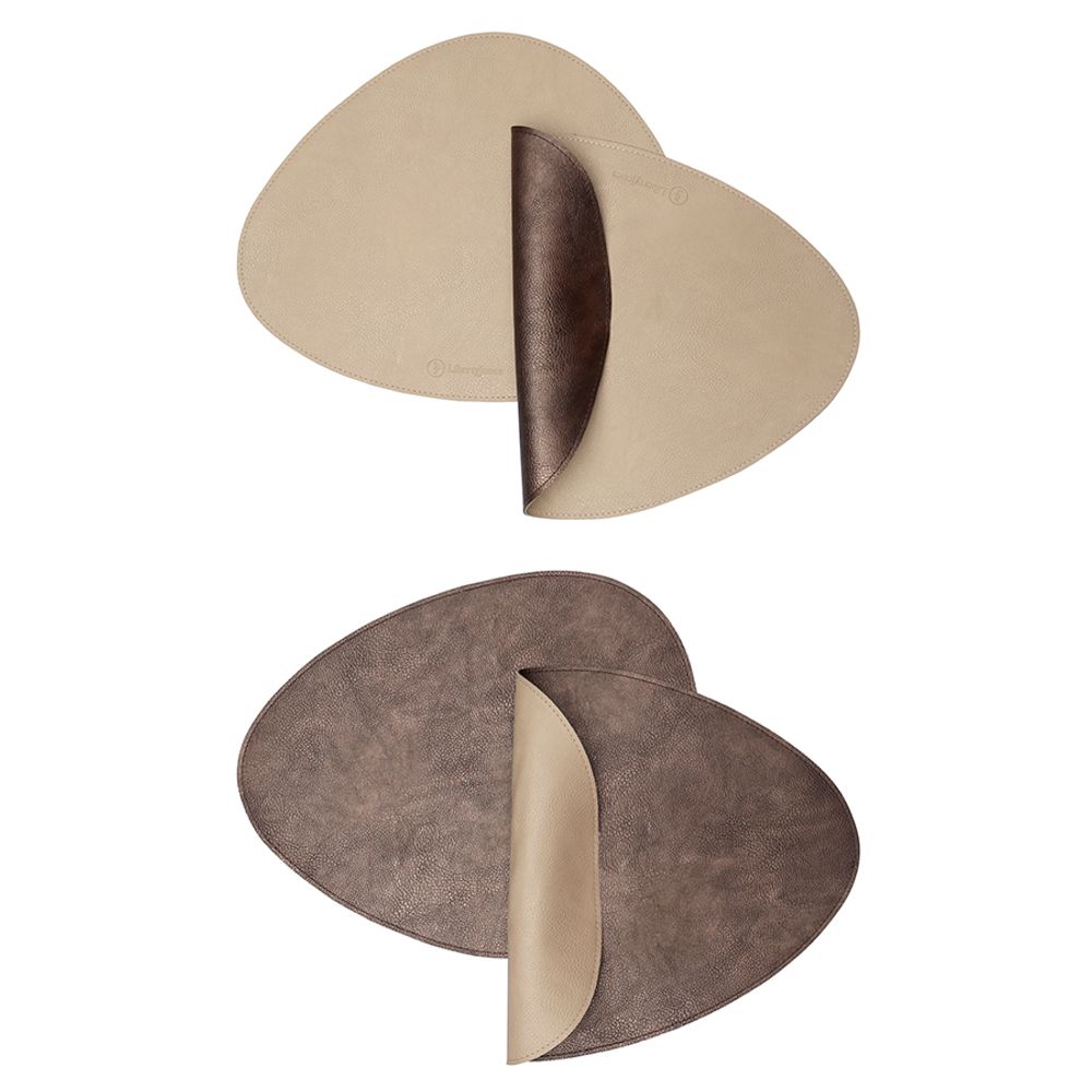 Набор из 4-х двухсторонних сервировочных салфеток Drop, 33х41 см, шоколадный/бежевый