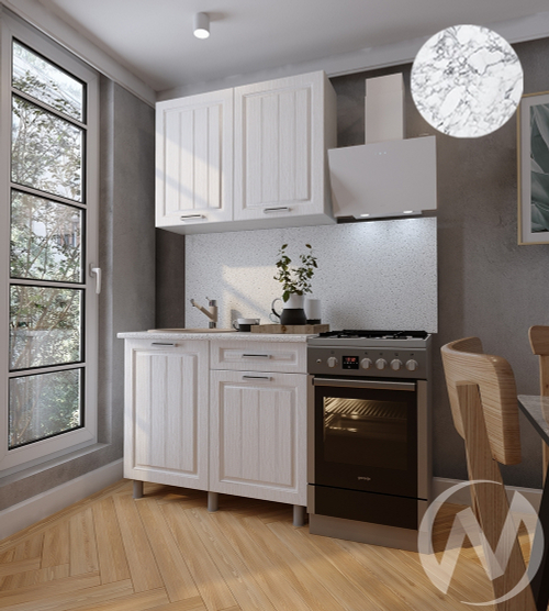 Кухня Лаура 1.0м (корпус белый/клен белый) 26мм мрамор итальянский