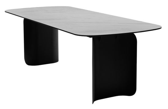 Стол NORD 240 MARBLES KL-99 Белый мрамор, итальянская керамика / черный каркас