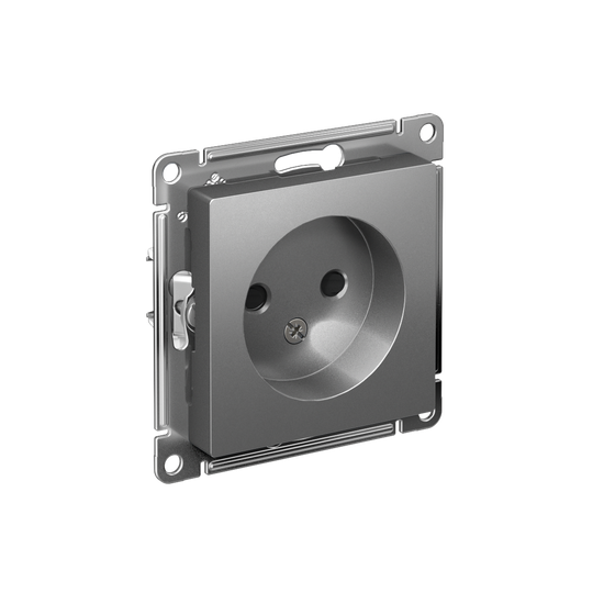 Розетка 1-м СП AtlasDesign 16А IP20 без заземл. защ. шторки механизм сталь SE ATN000949