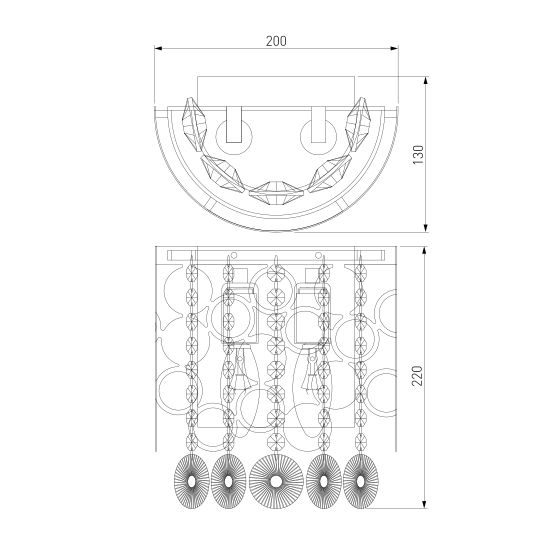 10114/2 / настенный светильник / хром/прозрачный хрусталь Strotskis