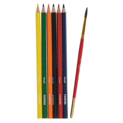 Карандаши акварельные Гамма "Лицей", 06цв., шестигранные, заточен., с кистью, картон. упаковка, европодвес