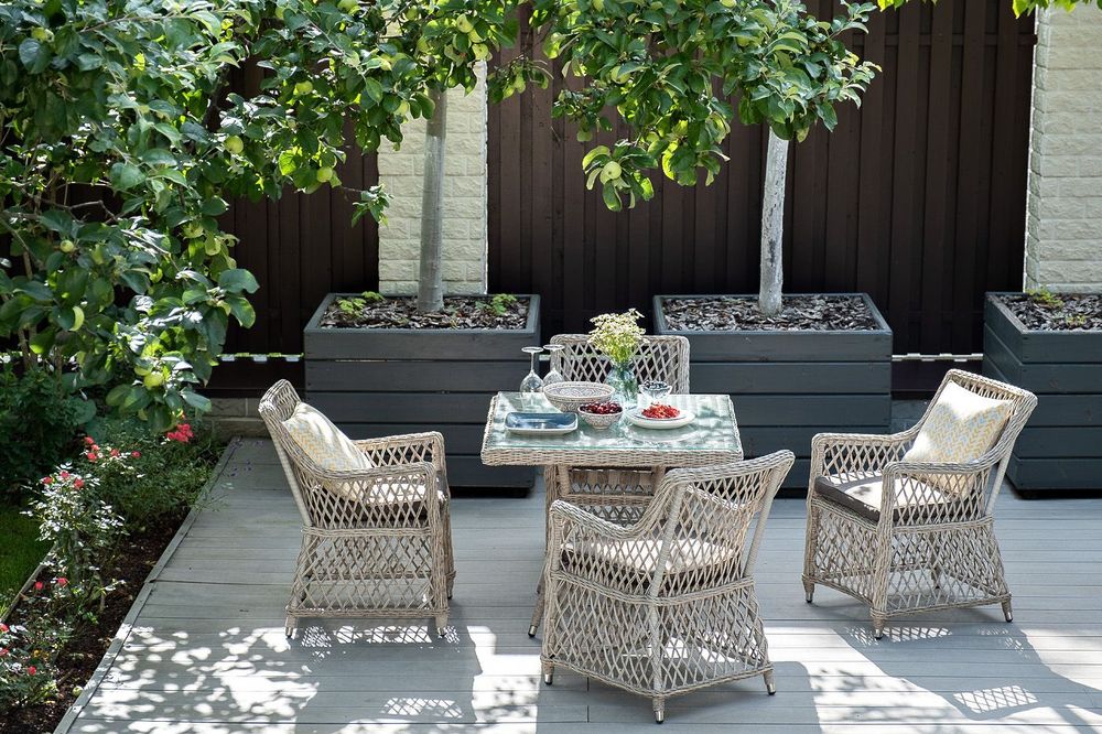 "Айриш" обеденная группа плетеная на 4 персоны, цвет бежевый