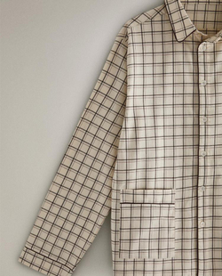 ZARA HOME ПИЖАМА В КЛЕТКУ С КАРМАНАМИ, ЭКРЮ