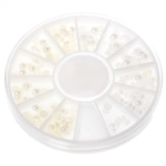 Украшение для нейл-арта «Nail Art Design», бусинки, цвет белый и жемчужный, в пакете, 6*6см