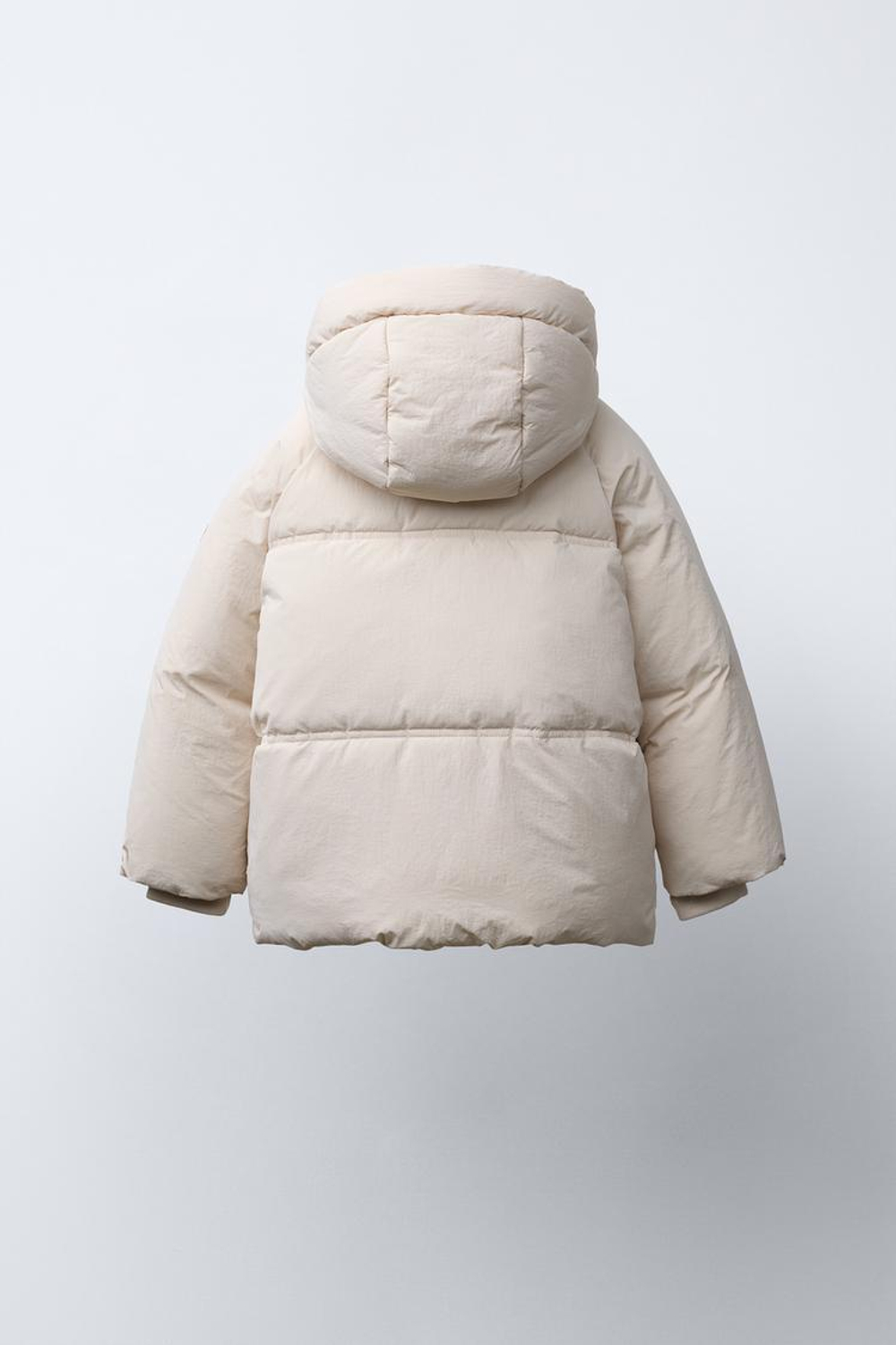 ZARA СТЕГАНАЯ КУРТКА С КАПЮШОНОМ WATER REPELLENT, ЭКРЮ