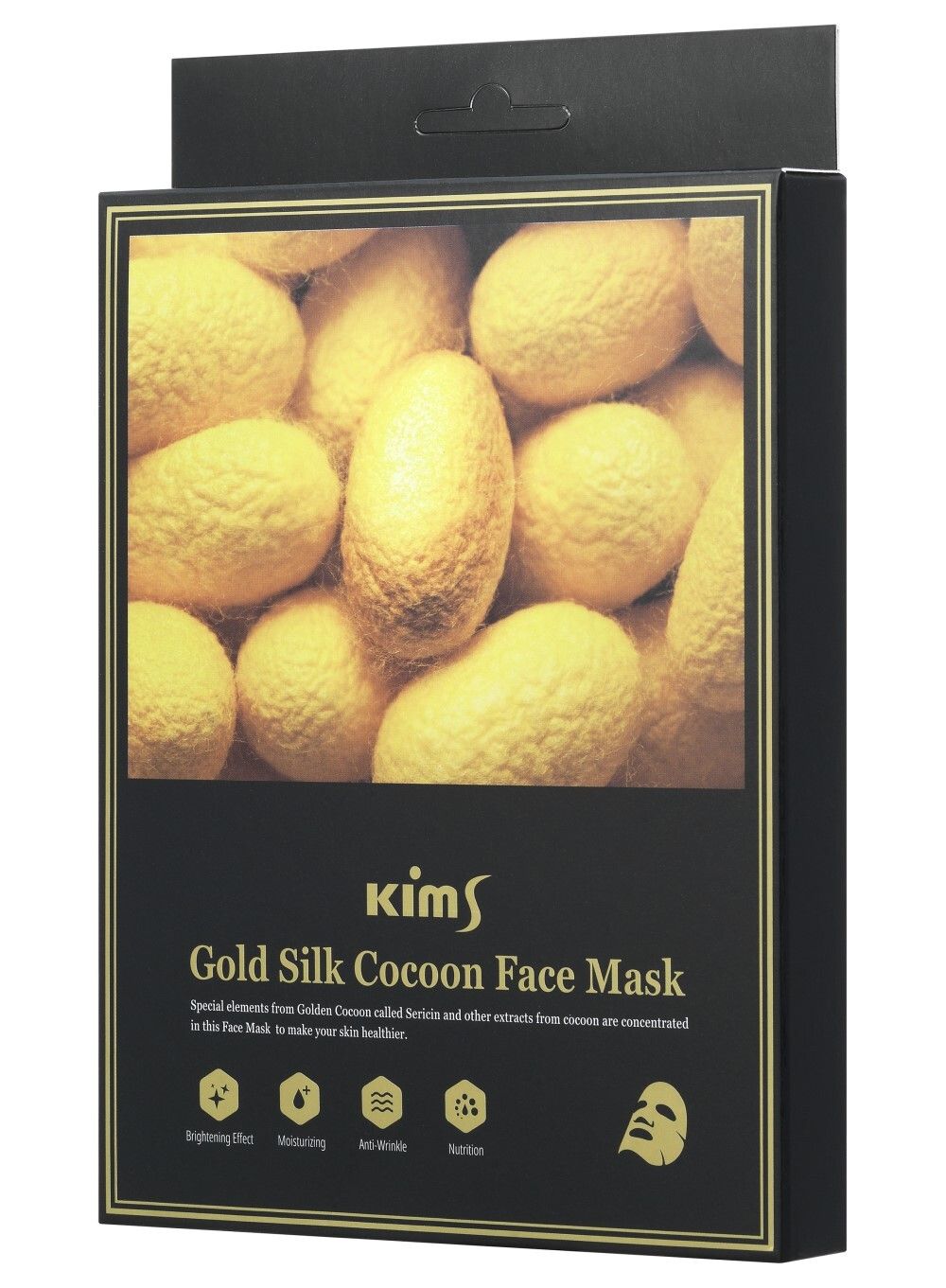 Kims Gold Silk Cocoon Face Mask Антивозрастная маска для лица с протеинами кокона шелкопряда, набор из 5шт по 30мл