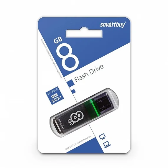 Флеш-накопитель USB 3.0 8GB Smart Buy Glossy темно серый