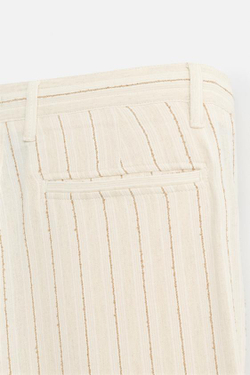 ZARA ЖАККАРДОВЫЕ БРЮКИ В ПОЛОСКУ, ЭКРЮ