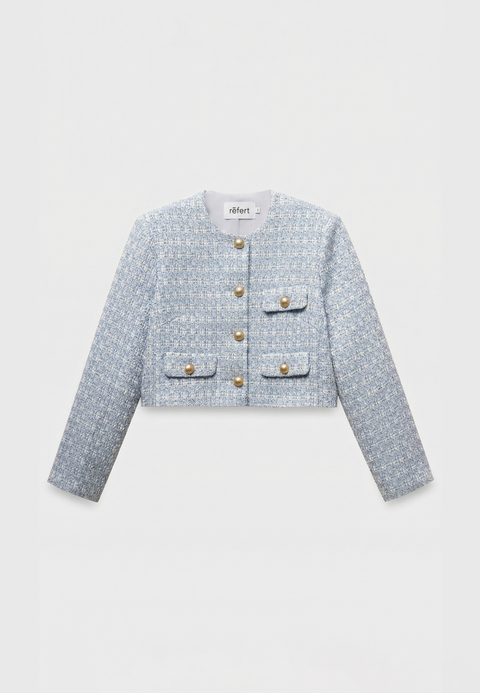 Жакет укороченный из твида с клапанами