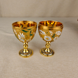 Сувенир Яйцо-рюмки "Ромашки" с эмалью (златоустоуская гравюра)