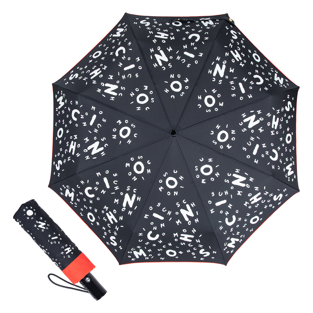 Зонт складной Moschino 8686-OCA Lettering Black Moschino