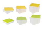 Контейнер пластиковый, прозрачный, с цветной крышкой
