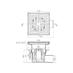 50 трап с гориз. спуском, рег решетка 150х150 нерж АНИ пласт TA5612