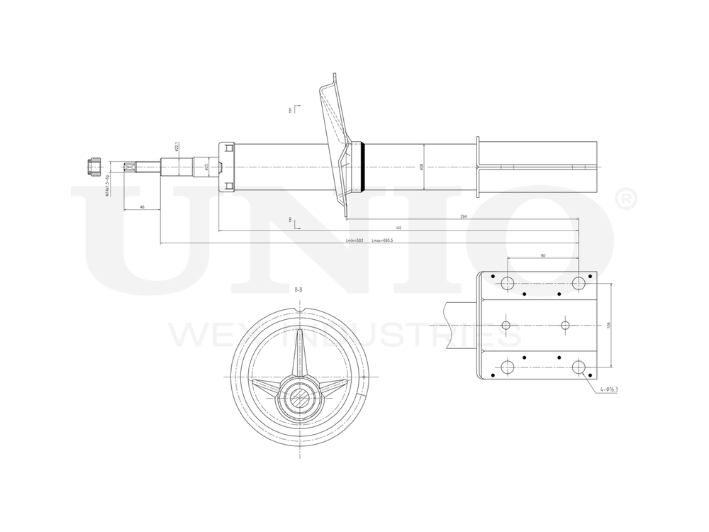 Амортизатор масляный передней подвески UNIO SAB-20035