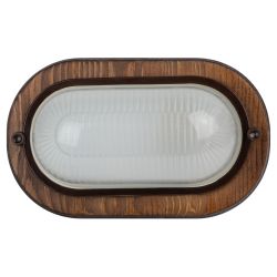 Светильник ЭРА НБО 04-60-021 Кантри дерево/стекло IP54 E27 max 60Вт 232х140 овал орех | Светильники ЖКХ РБ