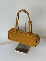 89-8752-1 MUSTARD Сумка жен. нат. замша 33*10*14