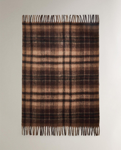 Zara Home плед из полиэстера, burgund, в полоску, 140x190 см