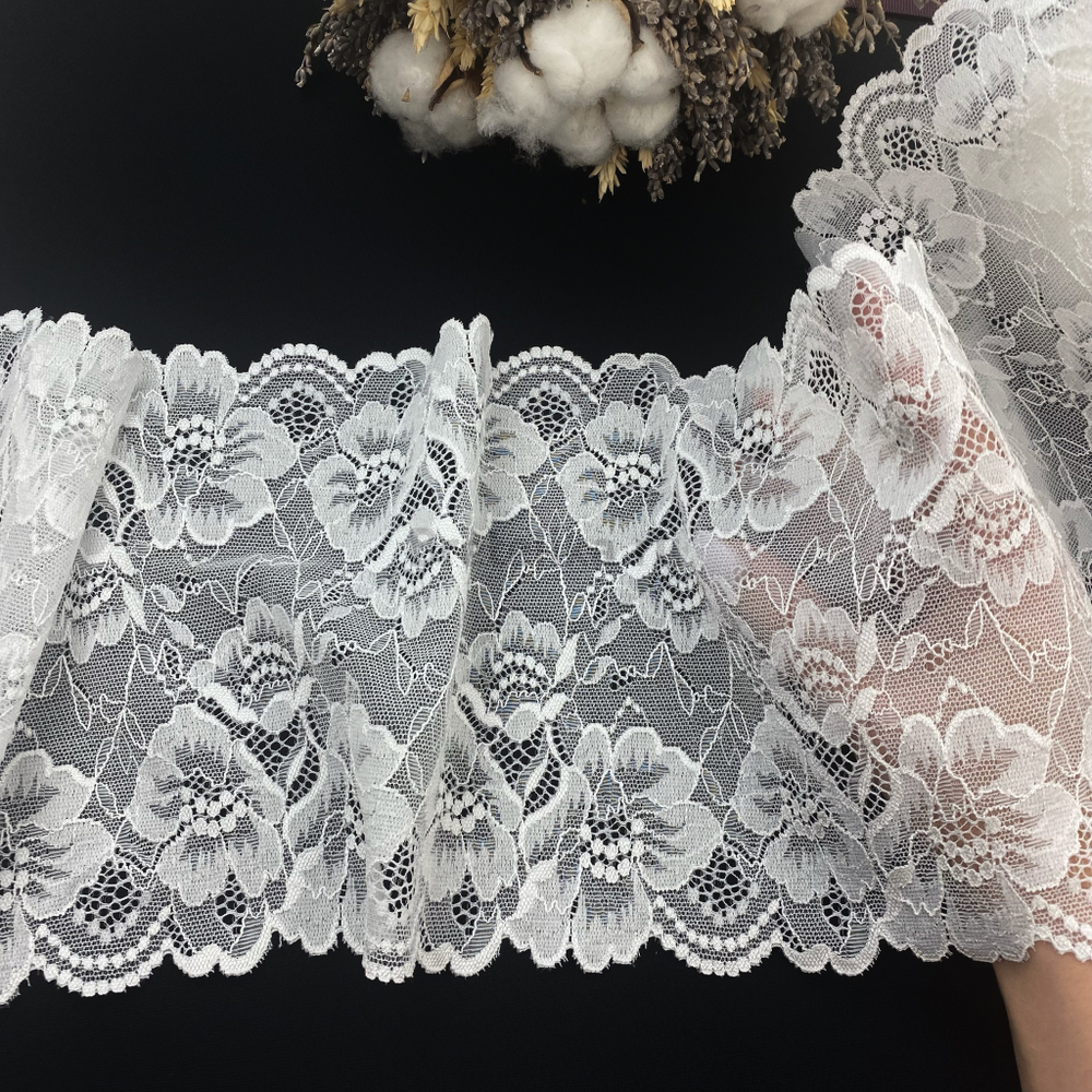 Кружево эластичное белое 19 см