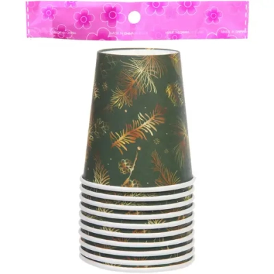 Стакан бумажный 0,2л в наборе 10 шт «Хвойная веточка», изумруд