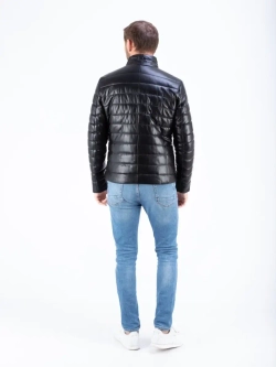 Куртка мужская из натуральной кожи стеганая,  утепленная