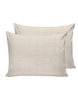 Постельное белье Сказка "Бежевая клеточка" семейное Наволочка 50х70 см 2 шт Простынь на резинке 160х200 см Пододеяльник 145х215 см(2шт) , перкаль