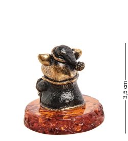 Народные промыслы AM-1851 Фигурка «Поросенок» (латунь, янтарь)