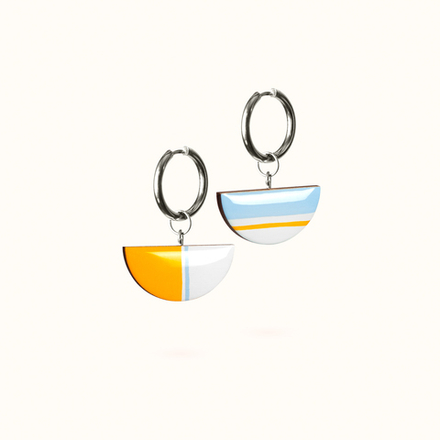 Серьги - Конго с Подвесками - Жёлтый/Пастель