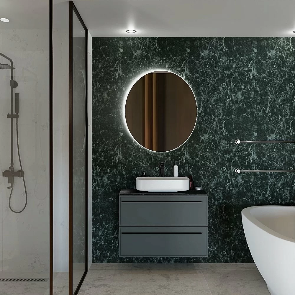 Тумба с раковиной LA FENICE Elba Grigio TWIN 100 серая/столешница черная