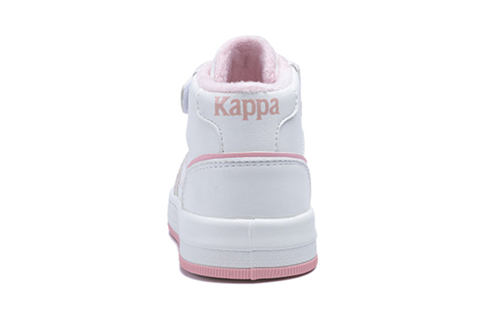 Children's KAPPA KIDS velcro plus velvet non-slip wear-resistant high-top children's sneakers beige powder