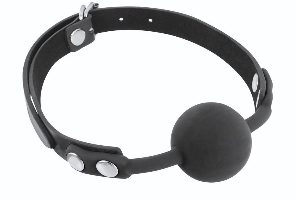 Черный силиконовый кляп-шарик на ремешках (Цвет: черный)