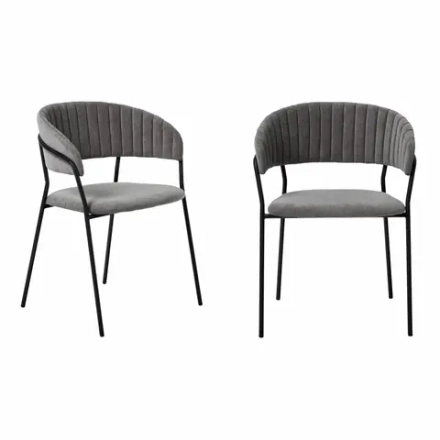 Комплект из 2-х стульев Bradex Home Turin серый вельвет с чёрными ножками