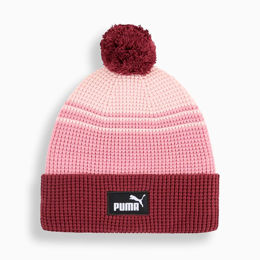 Шапка PUMA Ess Mid Crown Pom Beanie, 02655002, вискоза, полиэстер, нейлон, розово-бордовый